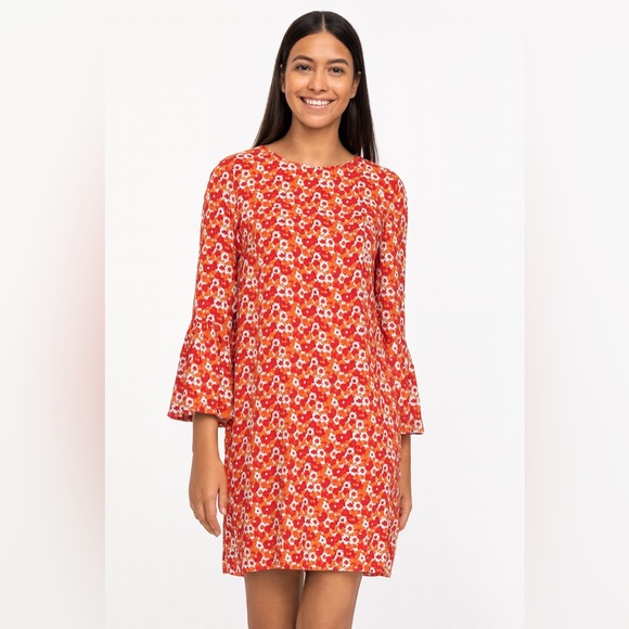 Michael Kors Dresses & Skirts - ✨Michael Kors Red Floral Bell Sleeve Shift Dress Women’s Large Boho Chic Retro🌸✨